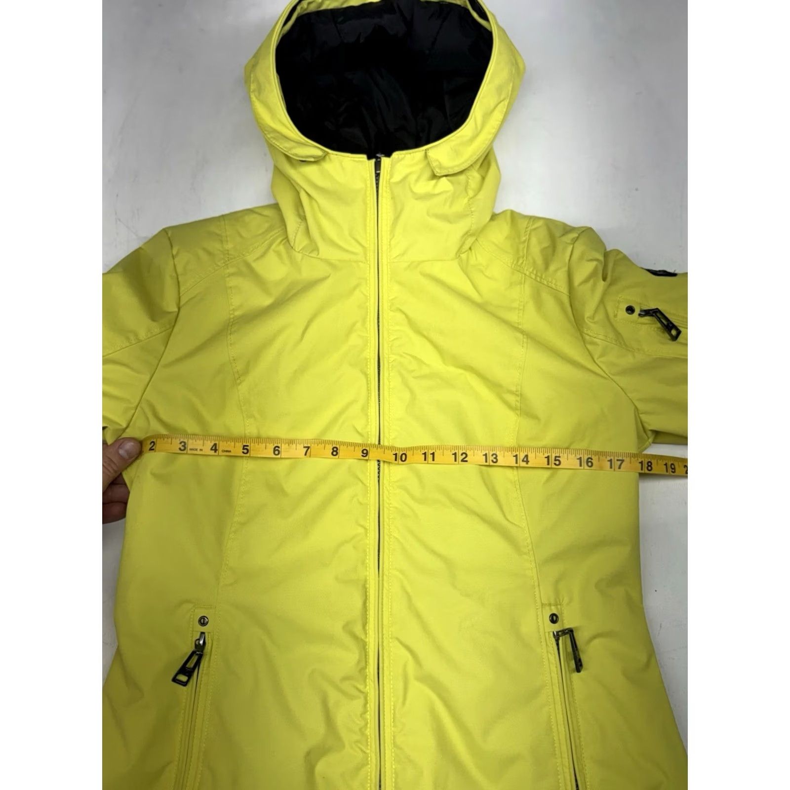 Vintage SKEA Ski Snow Winter Hooded Thermolite Full Zip Jacket Neon Yellow Women’s 6 Size M / US 6-8 / IT 42-44 - 3 Thumbnail