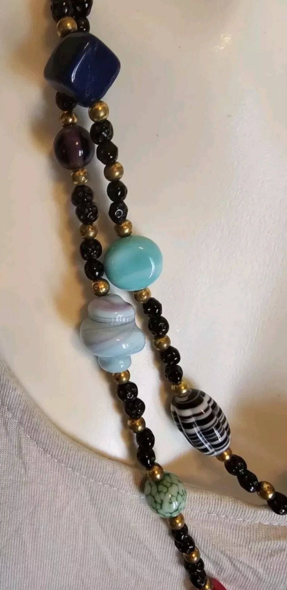 Handmade Antique Vintage 53" Lampwork Glass Beads Flapper Necklace Size ONE SIZE - 6 Thumbnail