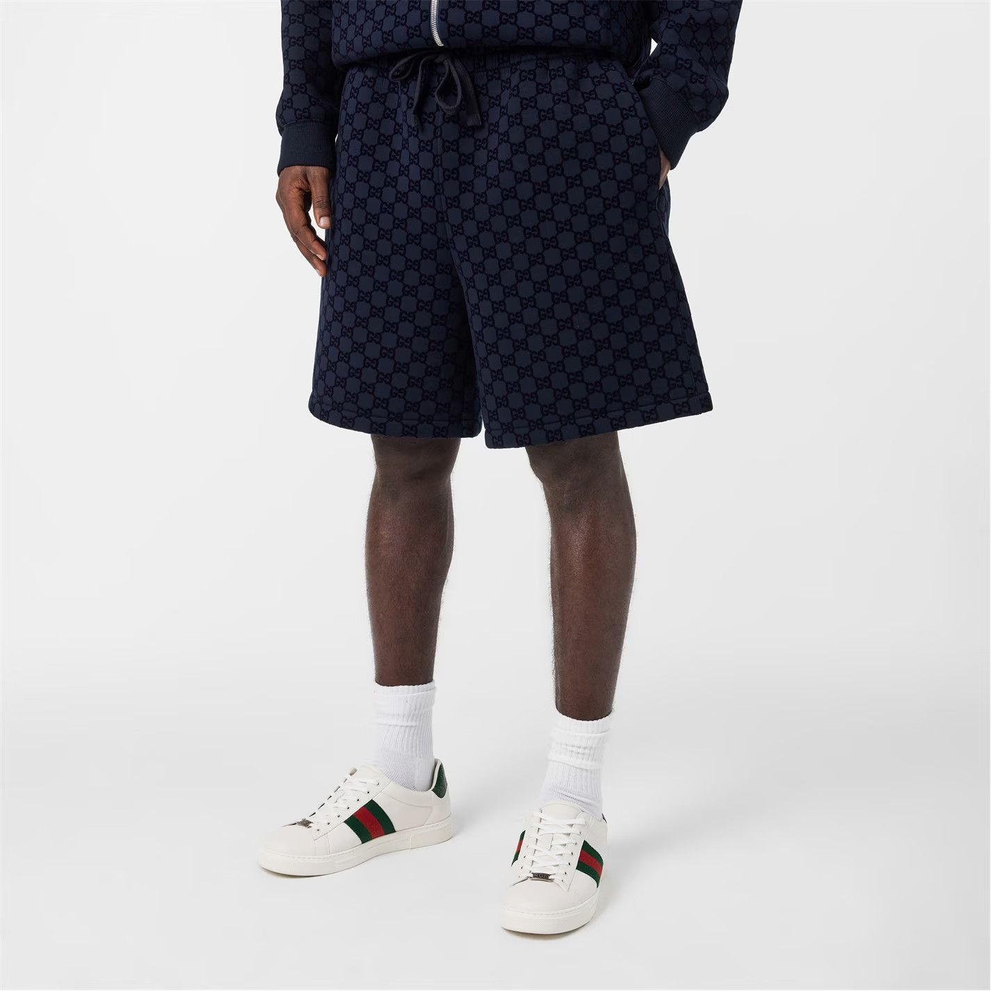 Gucci o1g2r1mq0426 Classic Fit Fleece Jogger Shorts in Navy Size US 32 / EU 48 - 2 Thumbnail