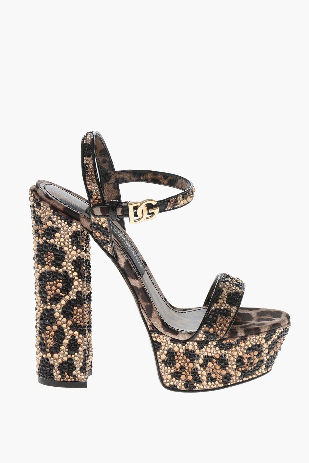 Dolce & Gabbana og1mm0426 Animalier Satin Platform Sandals in Brown Size US 7.5 / IT 37.5 - 1 Thumbnail
