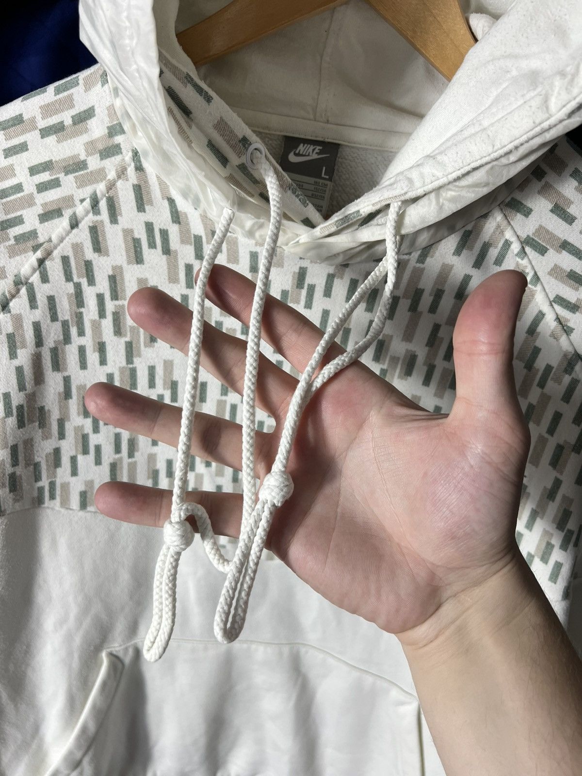 Nike Nike Vintage Double Hood Pullover Hoodie – White Pattern Size US L / EU 52-54 / 3 - 7 Thumbnail