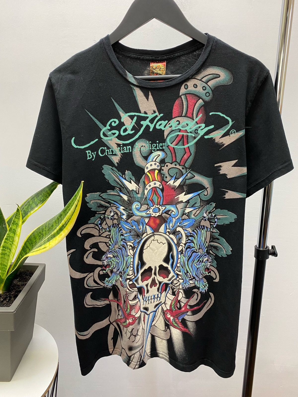 Christian Audigier Christian Audigier Crazy Y2K Ed Hardy Skull T-Shirt Vintage Size US L / EU 52-54 / 3 - 6 Thumbnail