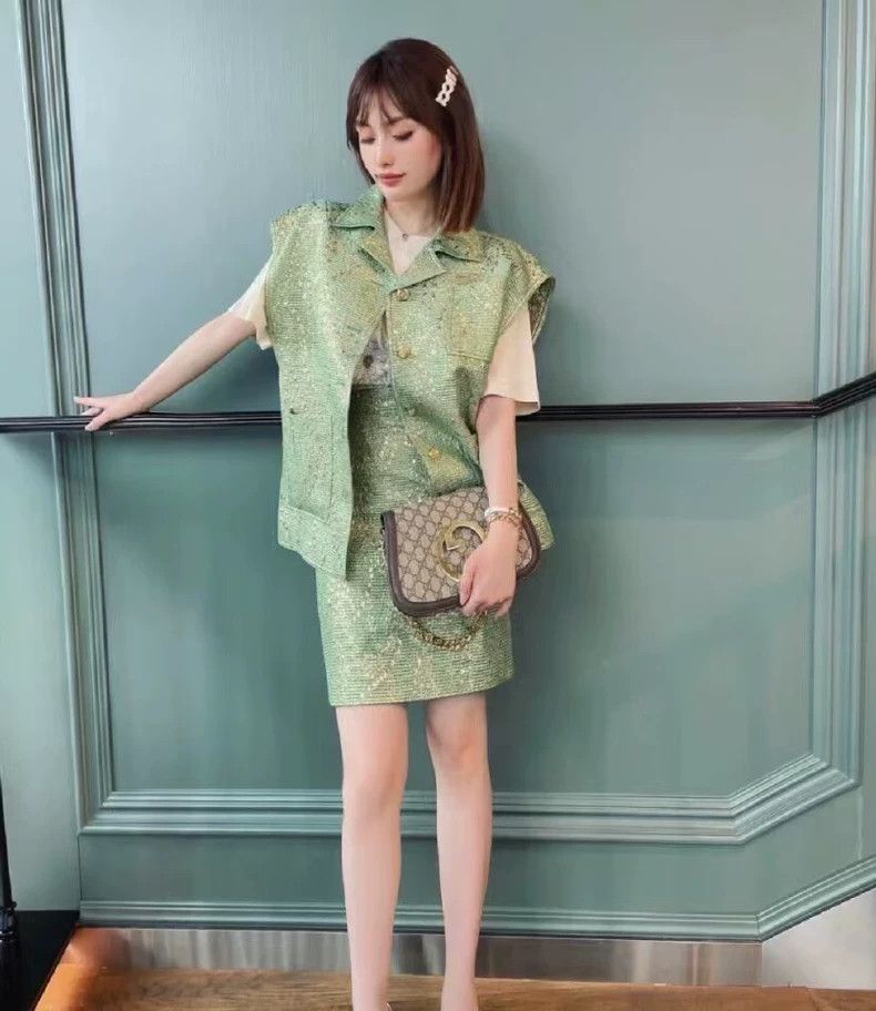 Gucci Gucci Green star decoration wool lapel vest size 36 2501-Ne Size US XS / EU 42 / 0 - 9 Thumbnail