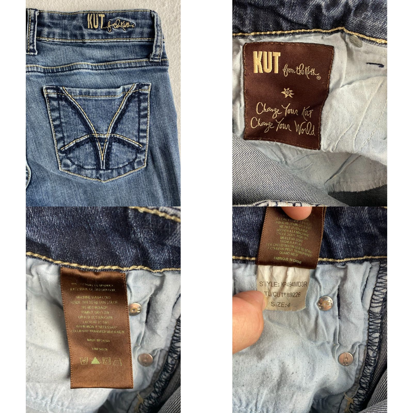 Vintage Kut from the Kloth Jeans Womens 4 Blue Mid Rise Distressed Denim Pockets Dark Size 27" / US 4 / IT 40 - 11 Thumbnail