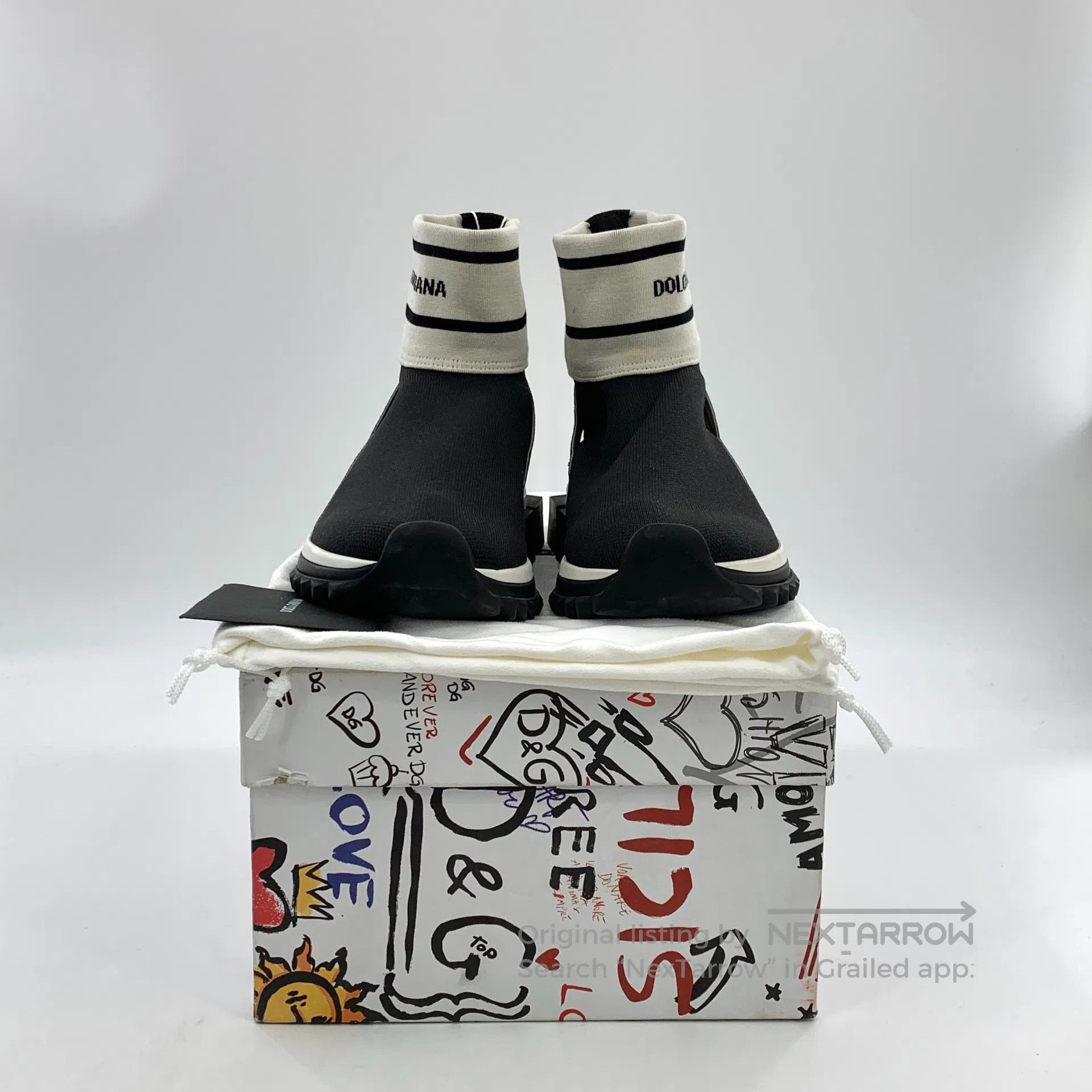 Dolce & Gabbana Dolce Gabbana Black Logo Letter Casual Laced Sock Shoes Sn Size US 6.5 / IT 36.5 - 6 Thumbnail