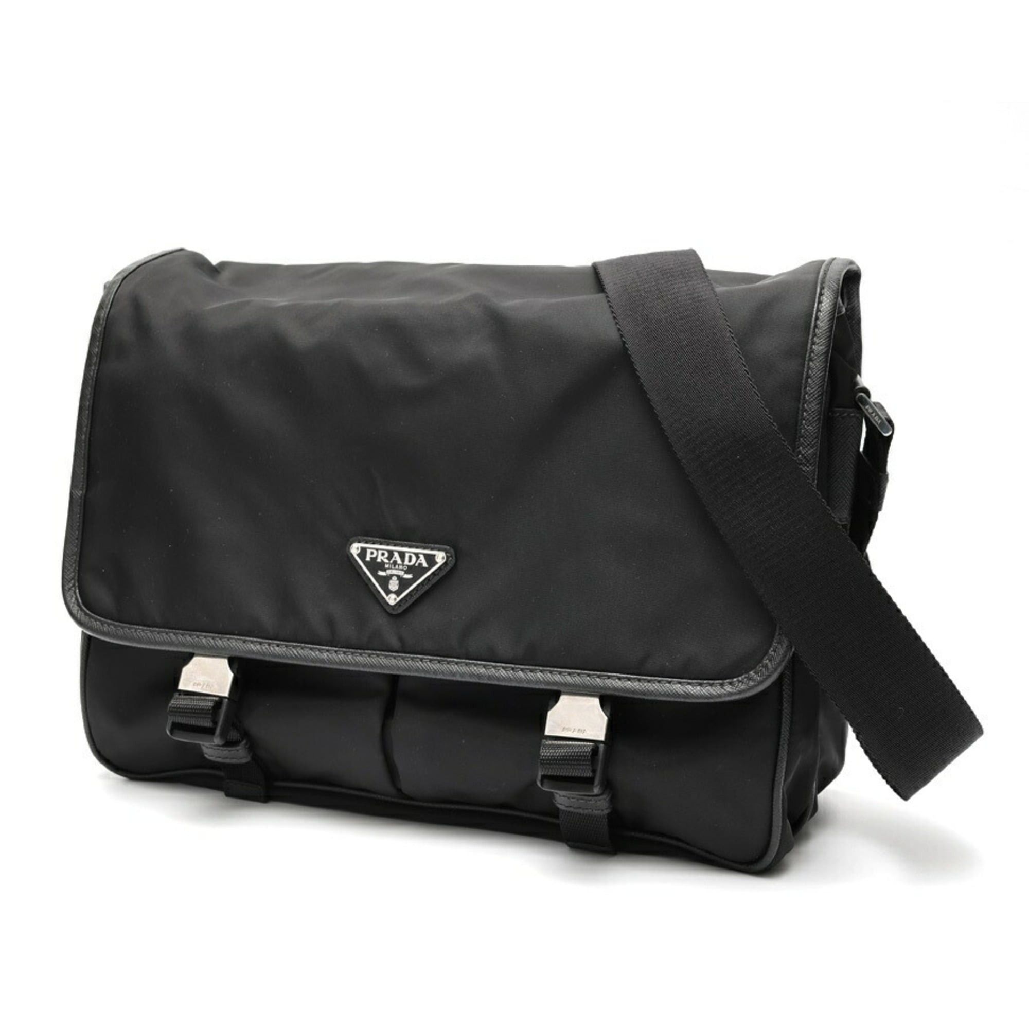 Prada Prada Nylon x Saffiano Leather Shoulder Bag 2VD768 Black Size ONE SIZE - 1 Thumbnail