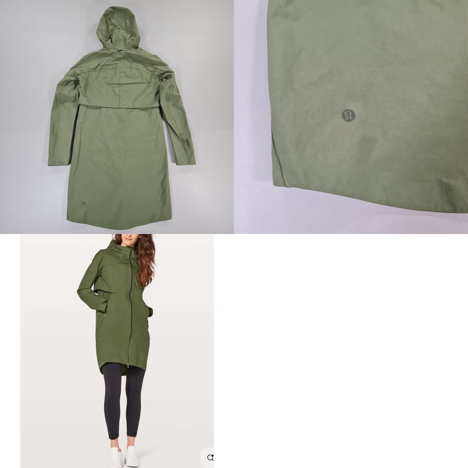 Lululemon Lululemon Womens Jacket Khaki Green 6 UK Rain Coat Waterproof Hooded Pockets Zipped Pockets Nylon Mid-Length Rain Coat Womens Size M / US 6-8 / IT 42-44 - 8 Thumbnail