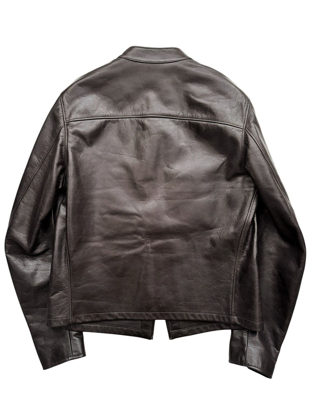 Tom Ford Slim Brown Black Cow Leather Cafe Jacket Size US L / EU 52-54 / 3 - 2 Thumbnail