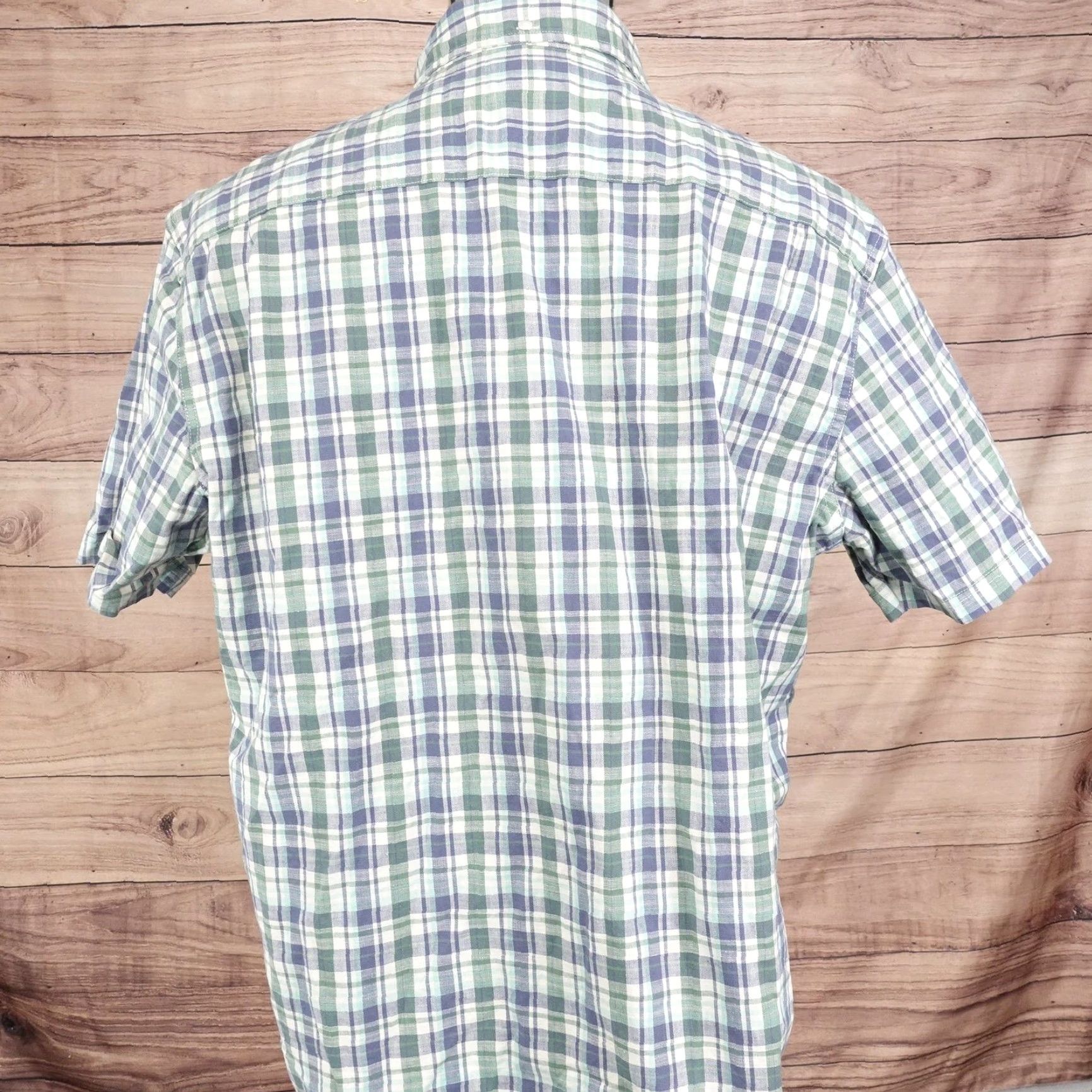 Vintage VINTAGE L.L. Bean Shirt Men Large Green Blue Plaid Button Down Casual Fit Short Sleeve Size US L / EU 52-54 / 3 - 4 Thumbnail