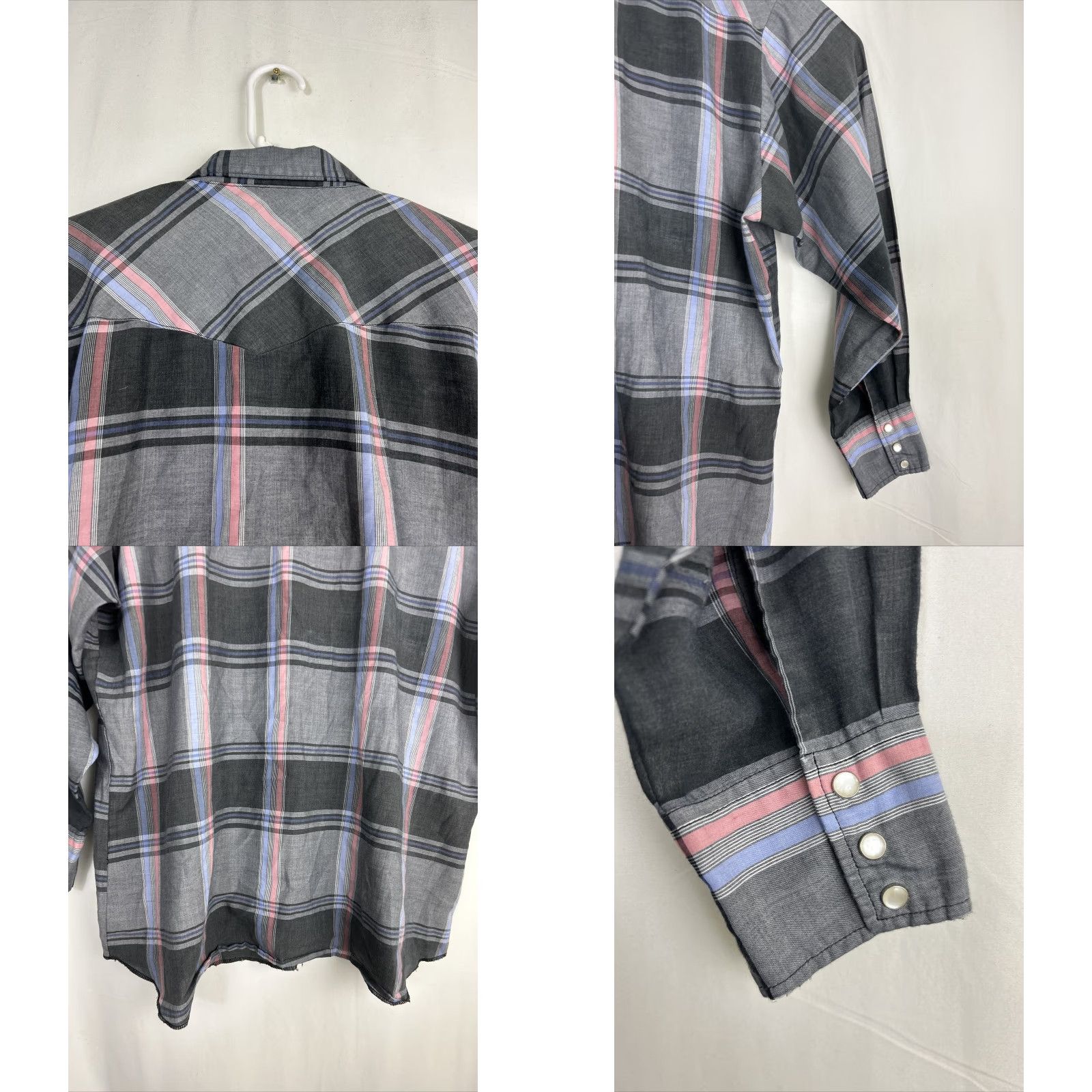 Vintage VINTAGE American Hero Pearl Snap Shirt Gray Plaid Western Size XL Men Size US XL / EU 56 / 4 - 9 Thumbnail