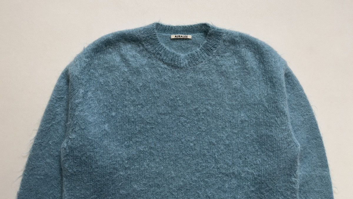 Auralee Crystal Blue Brushed Mohair Sweater Size US L / EU 52-54 / 3 - 3 Thumbnail