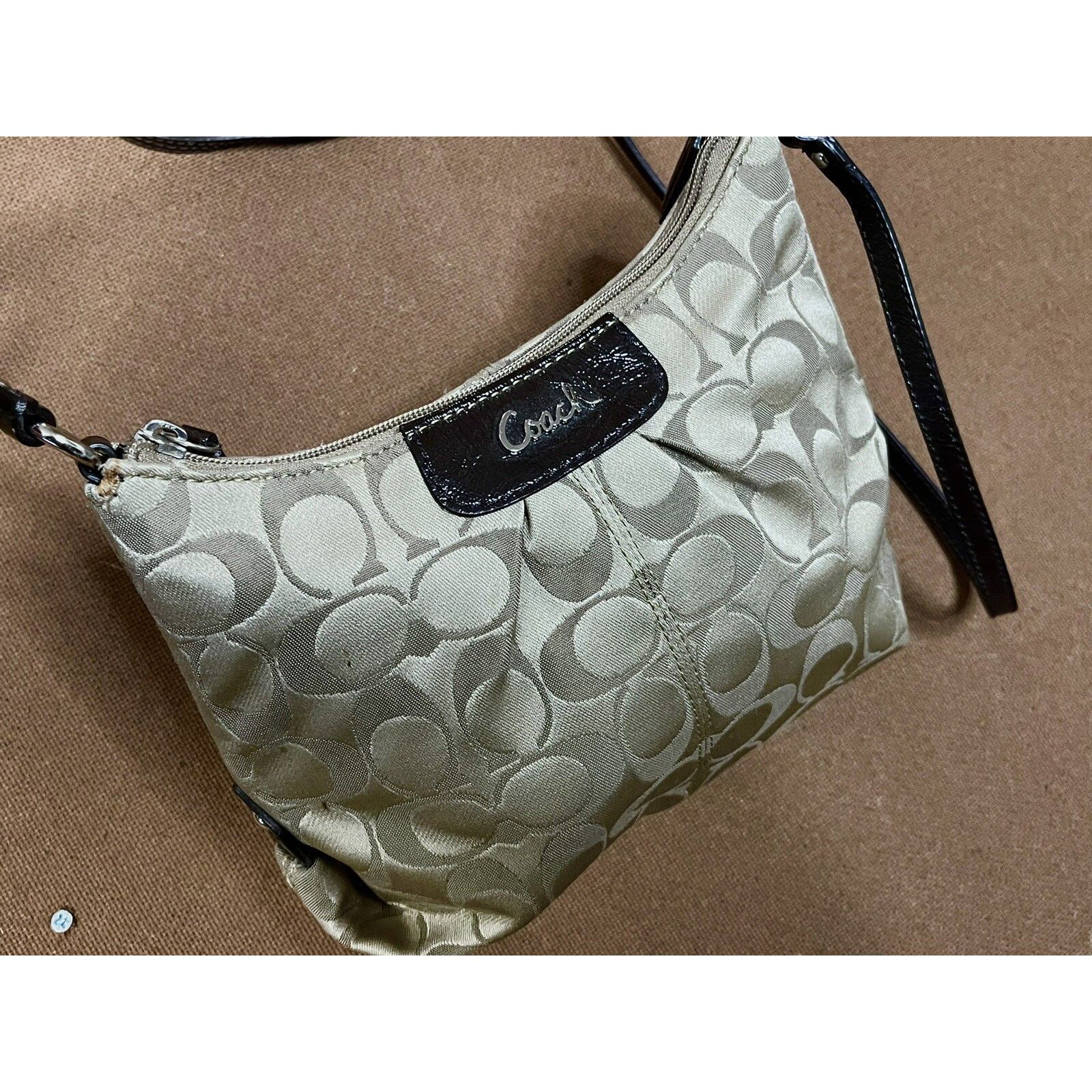Coach Vintage COACH Signature Monogram Flap Logo Zip Small Purse S Size ONE SIZE - 2 Thumbnail