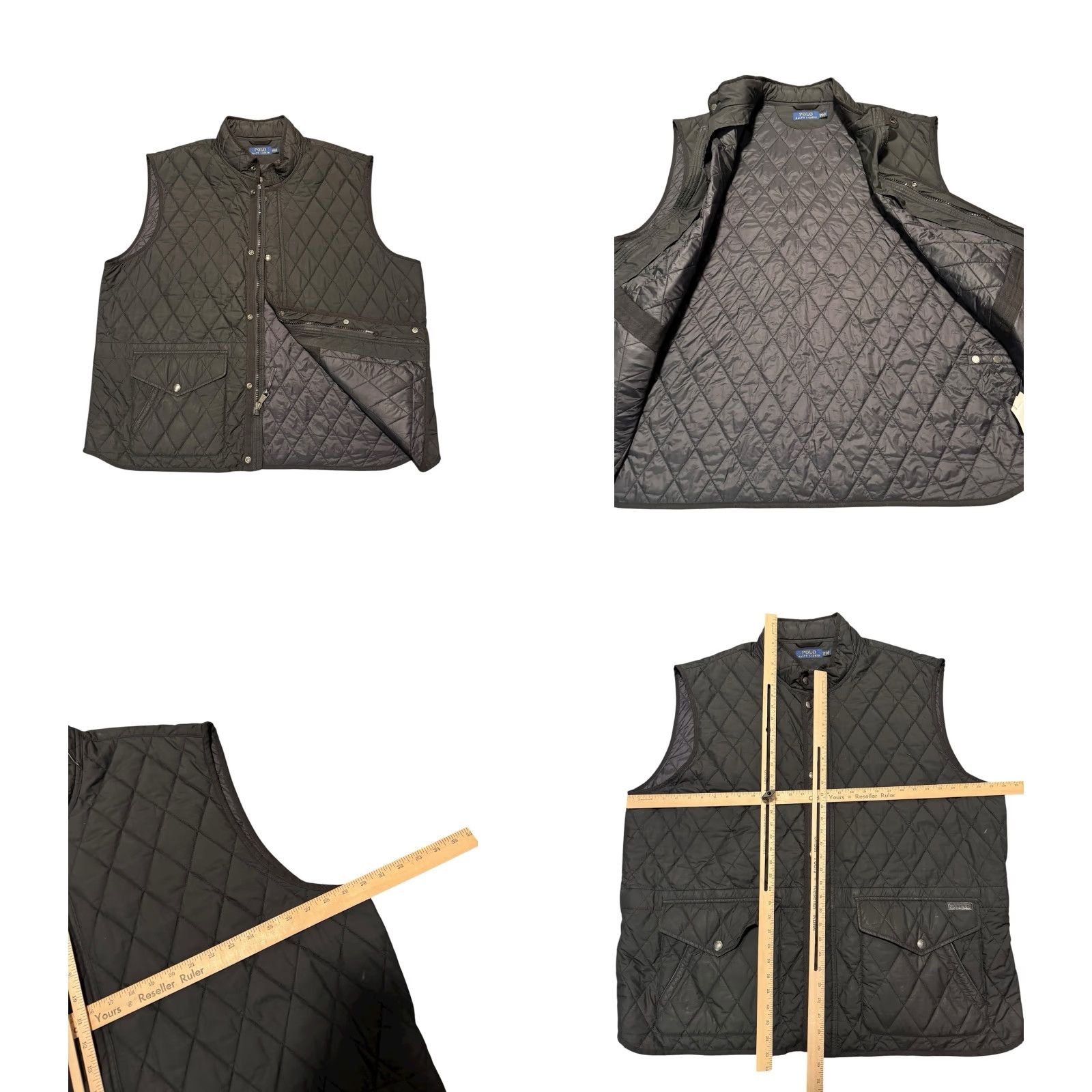 Polo Ralph Lauren VINTAGE Polo Ralph Lauren Quilted Combat Vest Black Leather Trim Mens 4XB Big & Tall Jacket Windbreaker Size US XXL / EU 58 / 5 - 9 Thumbnail