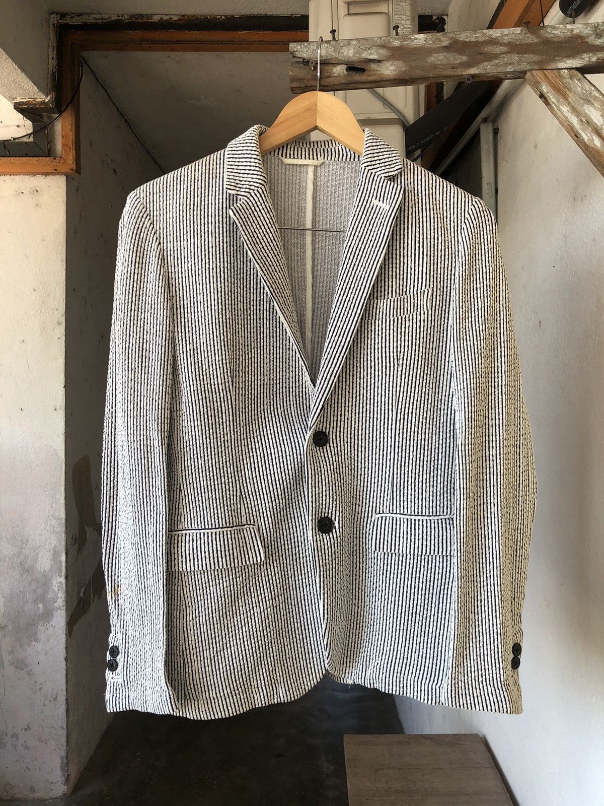 Issey Miyake Tete Homme by Issey Miyake Pleated Strip Blazer Size M / US 6-8 / IT 42-44 - 1 Thumbnail