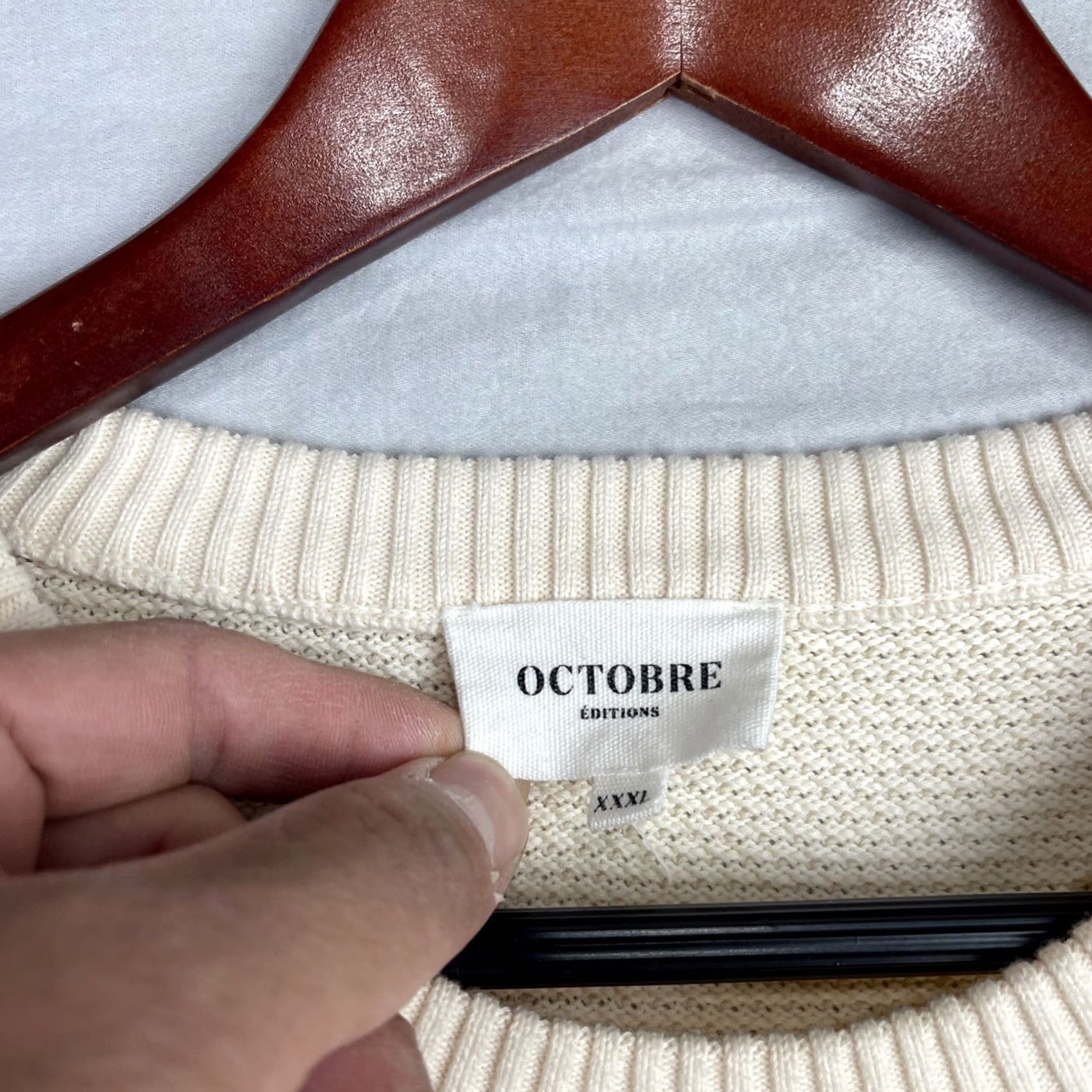 Vintage Octobre Editions Sweater Mens 3XL Beige Chuck Honeycomb Waffle Knit Sweatshirt Š Size US XXL / EU 58 / 5 - 5 Thumbnail