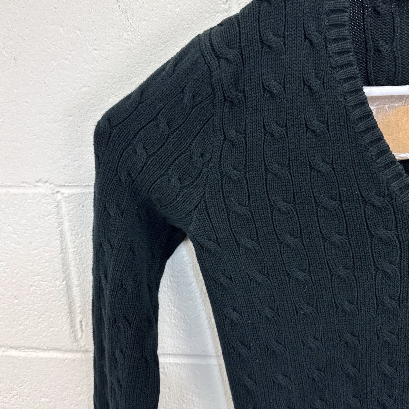 Polo Ralph Lauren VINTAGE Ralph Lauren Sport Black Cable Knit Cotton Sweater Women's Large Y2K Size L / US 10 / IT 46 - 4 Thumbnail