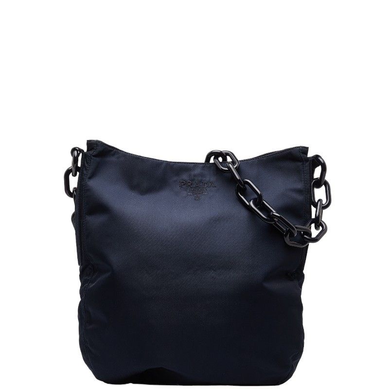image of Prada Tessuto Plastic Chain Shoulder Bag in Blue, Women's