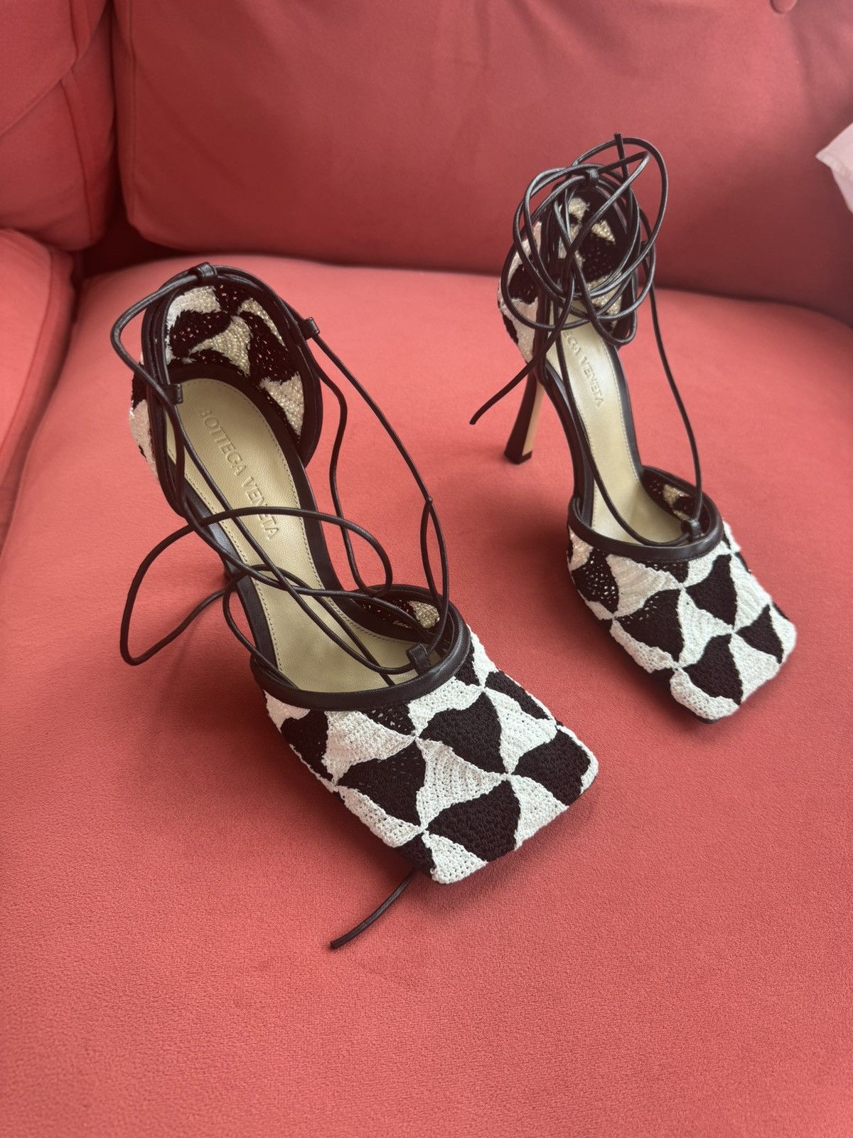 Bottega Veneta Bottega Veneta New Crochet black and white sand, size 36 IT Size US 6 / IT 36 - 1 Thumbnail