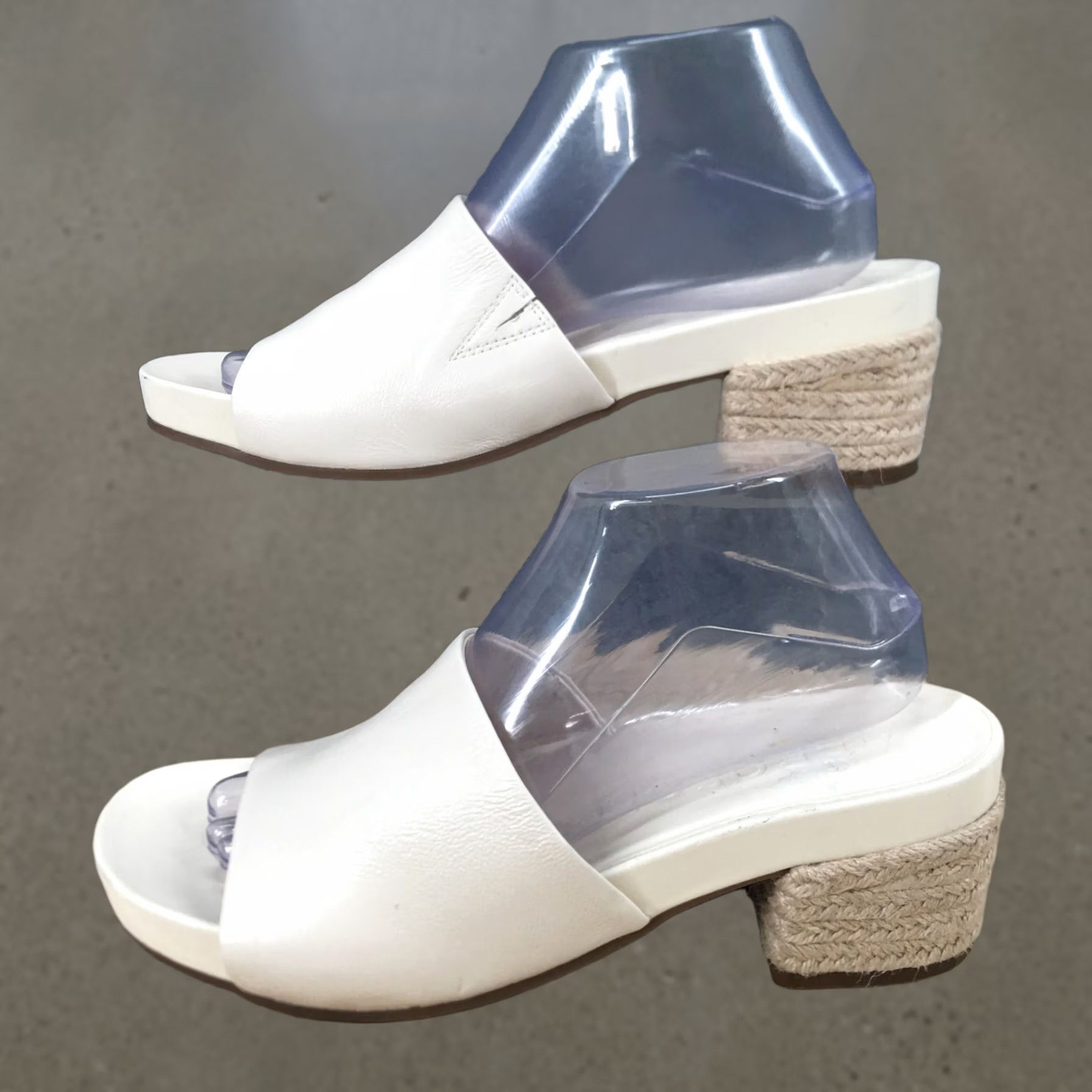 Vintage Aerosoles Sandals Womens 9.5 M Clarks Slide White Leather Slip On Casual Block Shoes Size US 10 / IT 40 - 1 Thumbnail