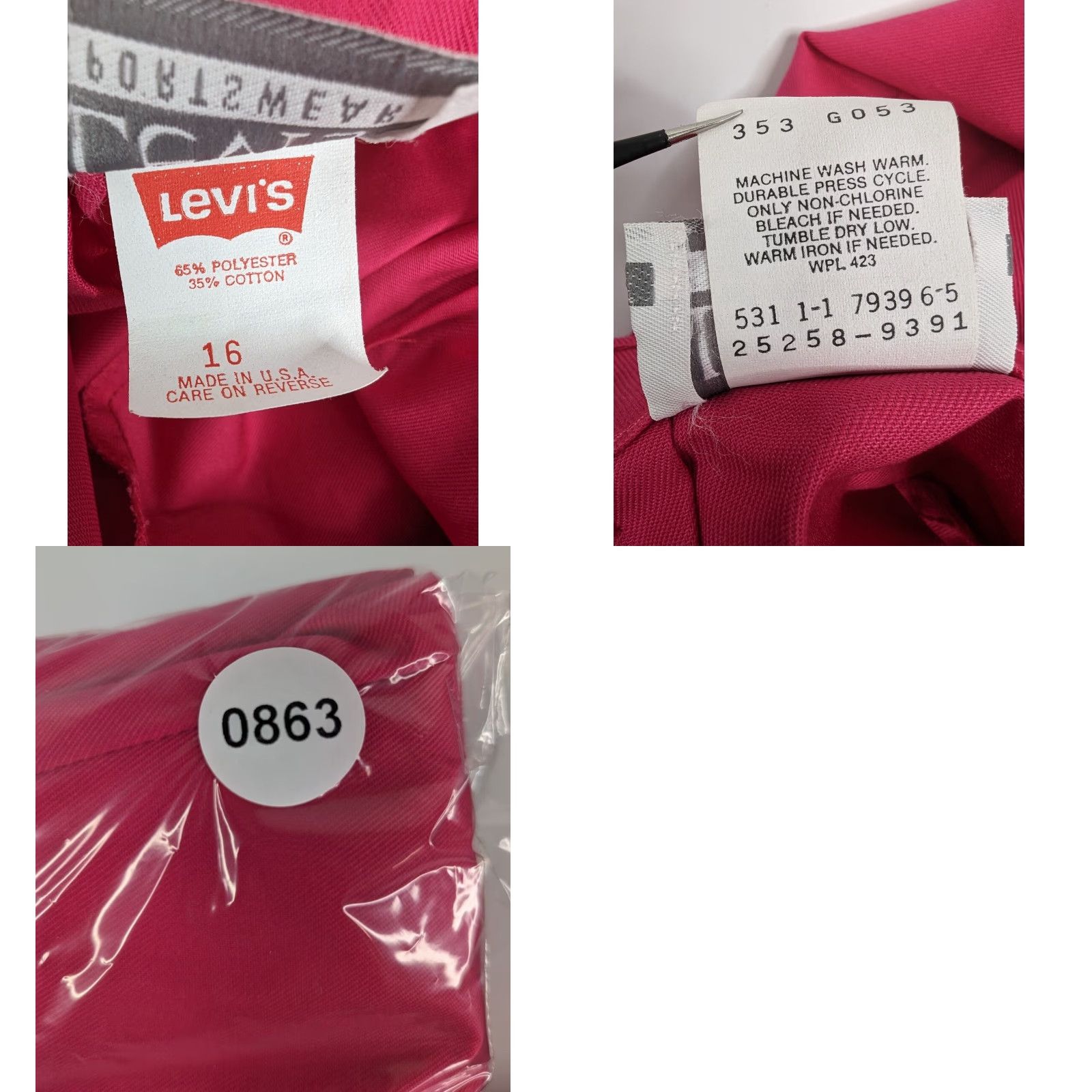 Levi's VINTAGE Levi's High Rise Pleated Pants Women's 12 Pink USA 90s Tapered Dress Pants Womens Size 34" / US 12 / IT 48 - 9 Thumbnail