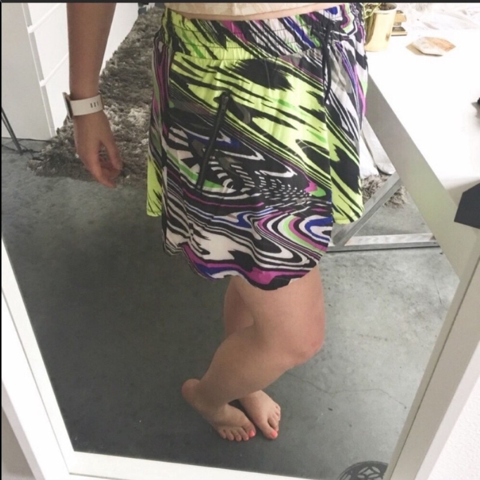 Lululemon NEW Fabletics Neon Stripe Black Marble Active Mini Skirt Size 28" / US 6 / IT 42 - 2 Thumbnail
