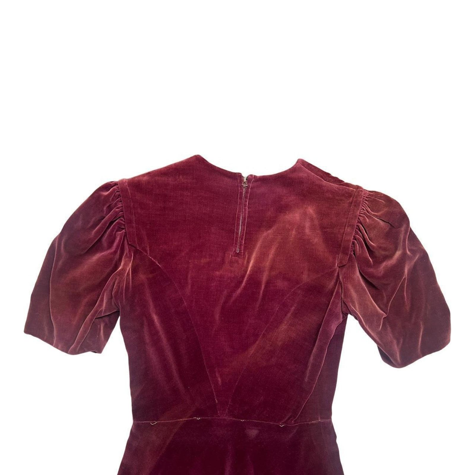 Vintage 40s vintage dress velvet maroon lanz originals of salzburg Size XS / US 0-2 / IT 36-38 - 3 Thumbnail