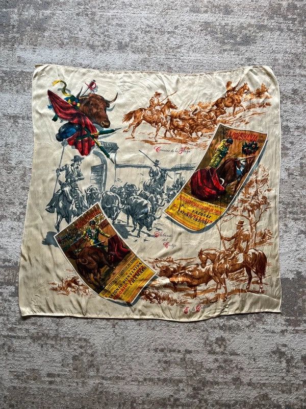 Other Vintage 1980’s Spain Silk Scarf Camino de la Plaza Size ONE SIZE - 2 Thumbnail