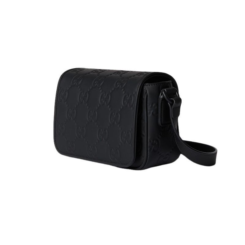 Gucci GUCCI $1550 Black Rubber-Effect Leather Mini Messenger Bag N Size ONE SIZE - 2 Thumbnail