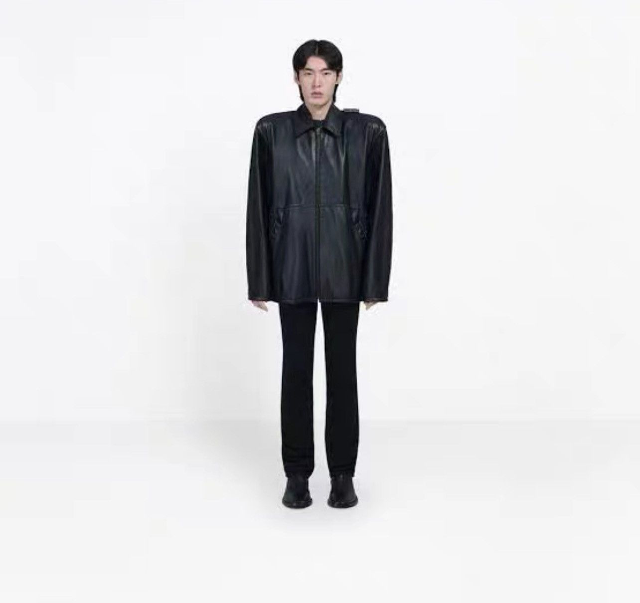 Balenciaga Balenciaga 19SS Lamb Skin Shoulder Pad Leather Jacket Size US XL / EU 56 / 4 - 5 Thumbnail