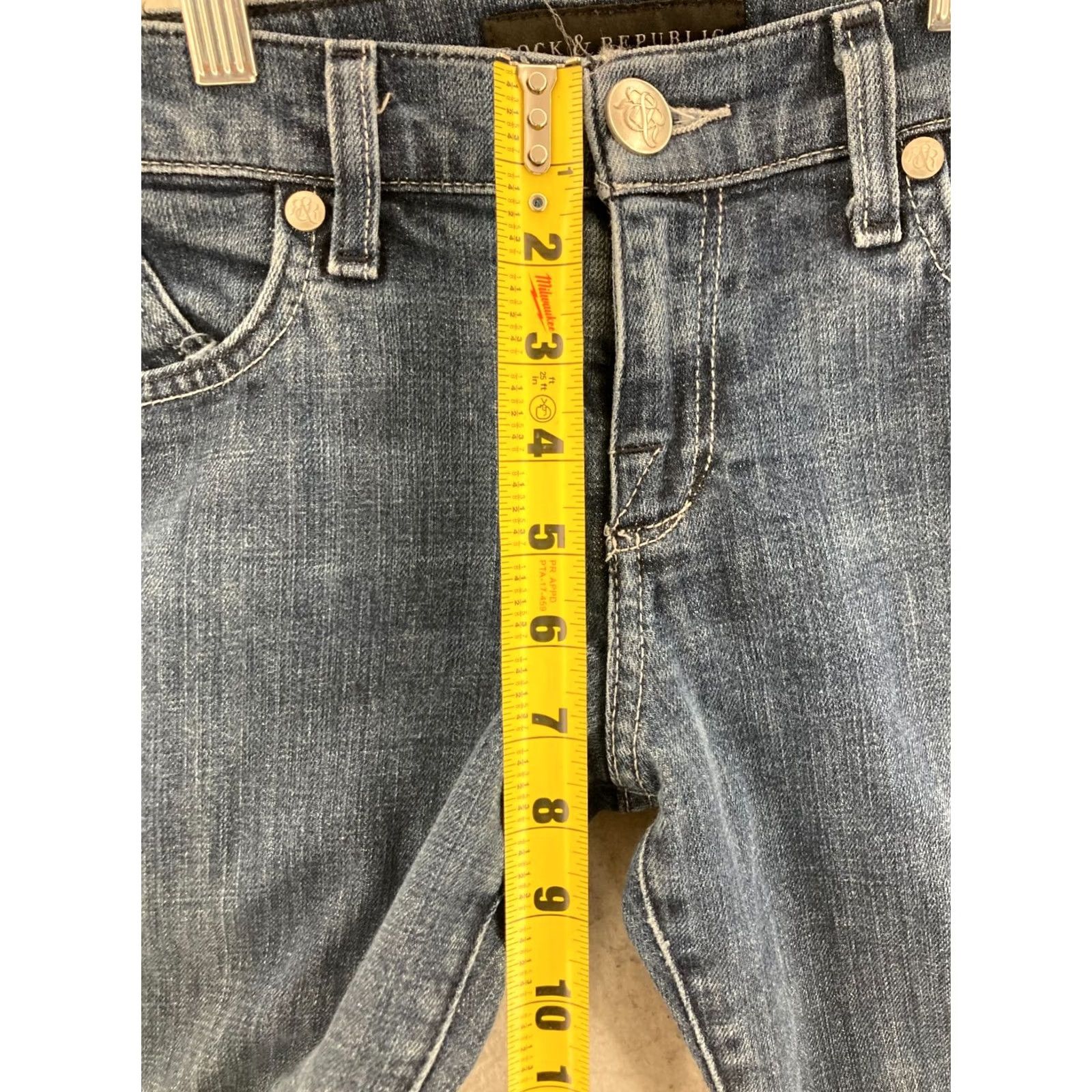 Vintage Rock & Republic Kasandra Jeans Bootcut Dark Blue 28 Women Mid Rise Stretch Denim 5-Pocket Regular 32in Inseam Womens Size 28" / US 6 / IT 42 - 4 Thumbnail