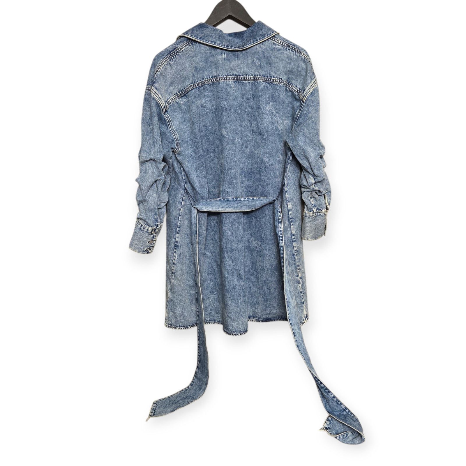 Alice + Olivia Alice + Olivia Belted Denim Mini Shirt Dress‎ Size L / US 10 / IT 46 - 5 Thumbnail