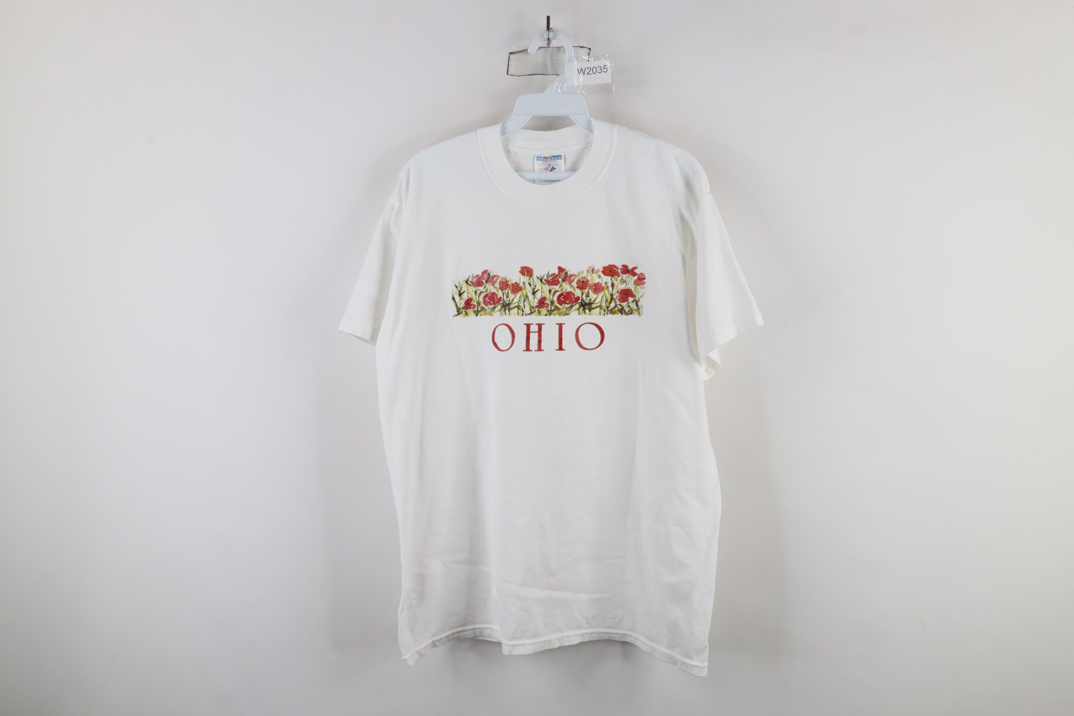 Vintage Vintage 90s Streetwear Ohio Flowers Short Sleeve T-Shirt Size L / US 10 / IT 46 - 1 Thumbnail