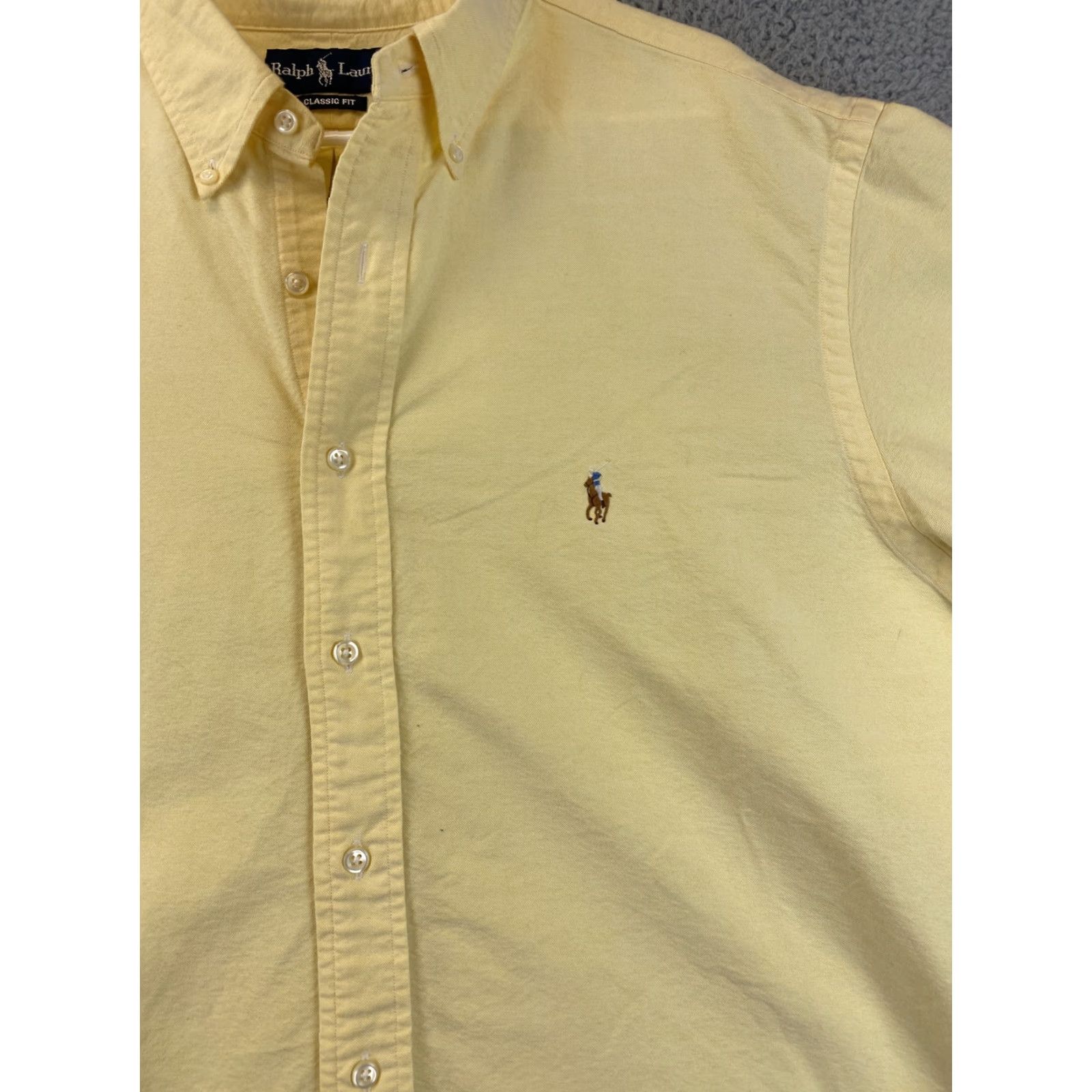 Ralph Lauren VINTAGE Lauren Ralph Lauren Dress Shirt Shirt Men 18 36/37 Long Sleeve Yellow Classic Fit 100% Cotton Mens 75-26 Size 48R - 2 Thumbnail