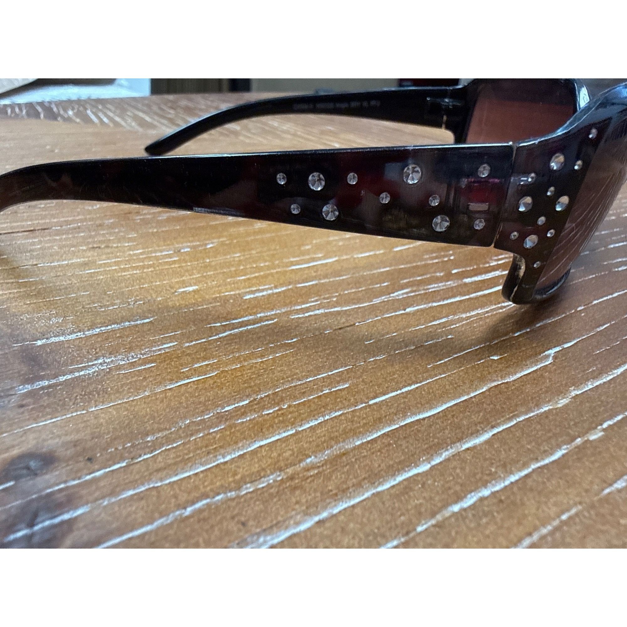 Foster Grant Womens Rhinestone-Accented Sunglasses With Brown Lenses & To Size ONE SIZE - 6 Thumbnail