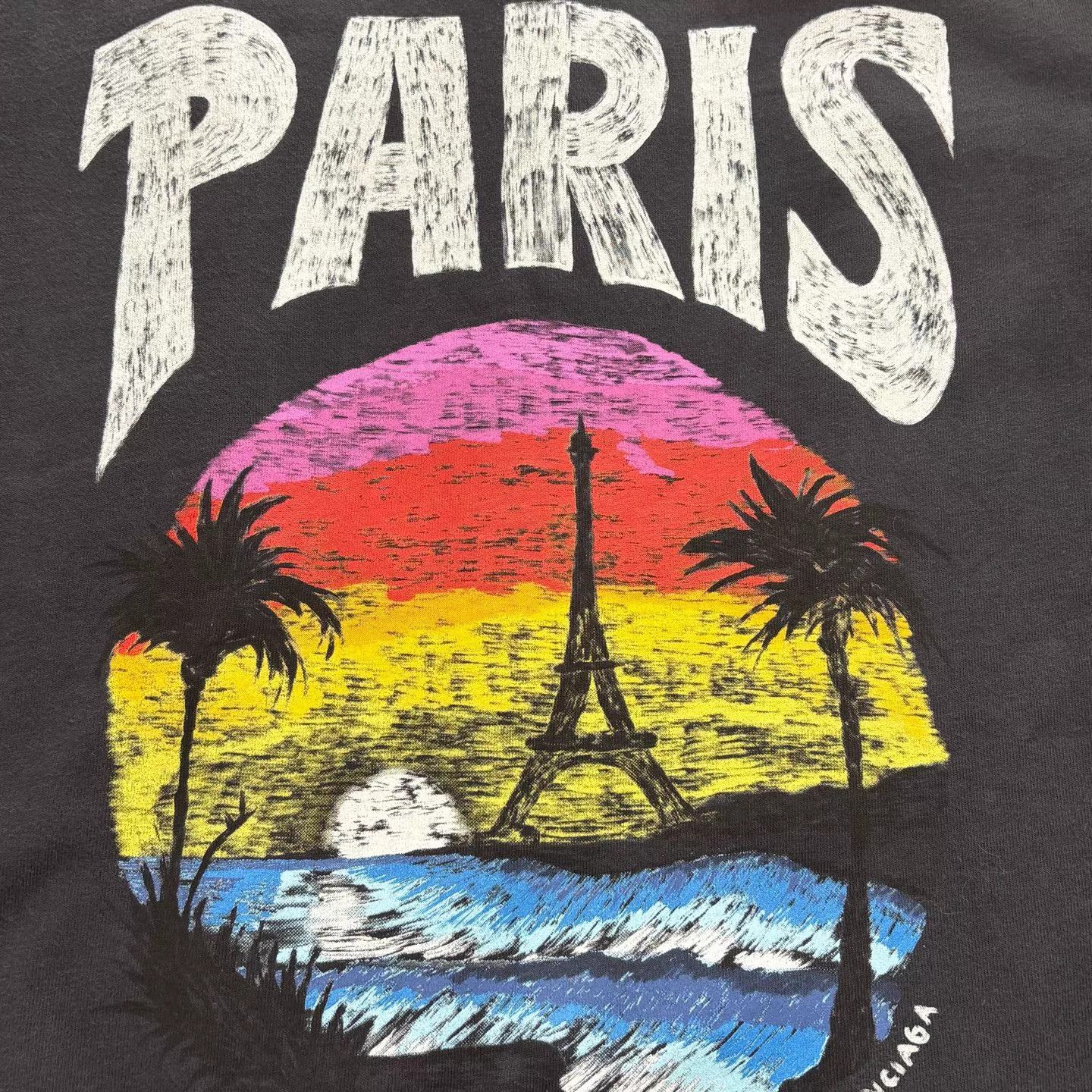 Balenciaga Balenciaga Palm Tree Graffiti Eiffel Tower T-shirt Size S / US 4 / IT 40 - 6 Thumbnail