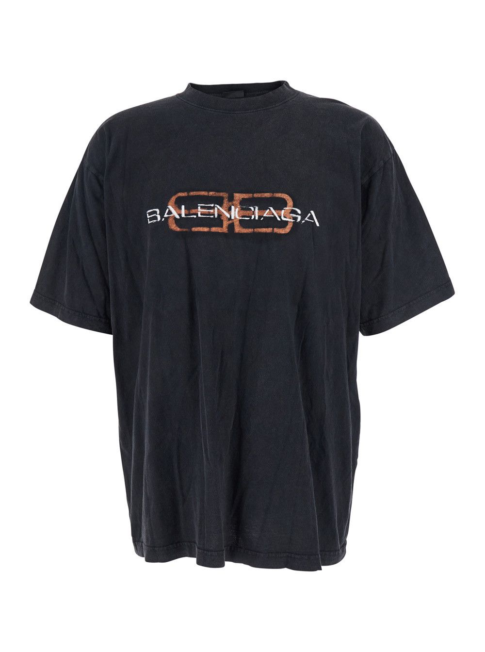 Balenciaga Black Crewneck T-Shirt with Logo on the Front in Cotton Man Size US S / EU 44-46 / 1 - 1 Thumbnail