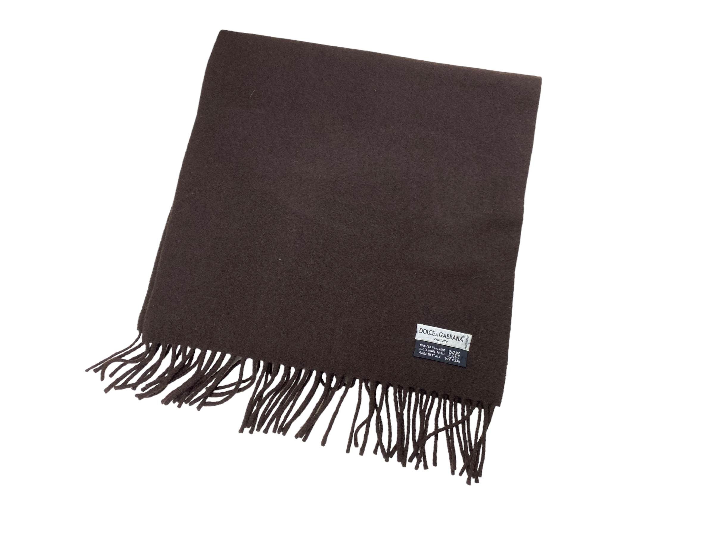 Dolce & Gabbana × Vintage Dolce&Gabbana Vintage Lambswool Scarf Dark Brown Winter Size ONE SIZE - 4 Thumbnail