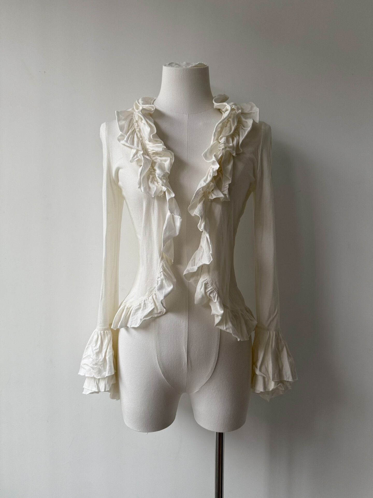 Jean Paul Gaultier Ruffled Cream Top