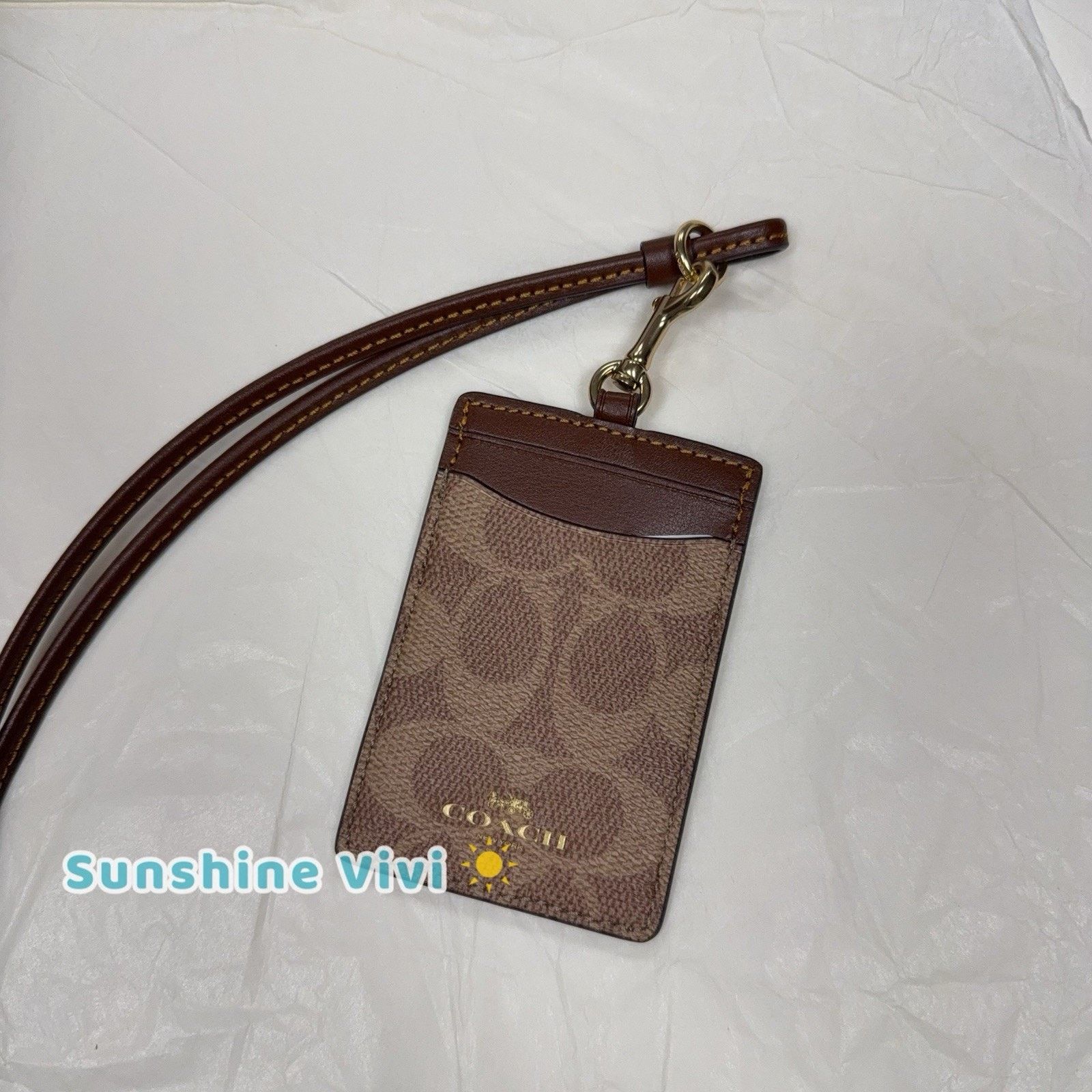 Coach NWT COACH ID Lanyard Signature Leather Tan/Brown CZ285 Size ONE SIZE - 3 Thumbnail