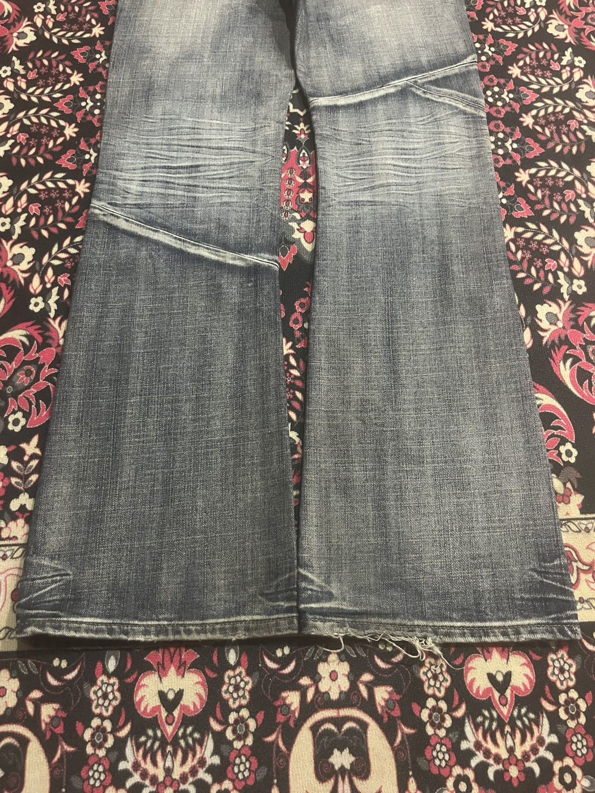 Tornado Mart Japanese Edge x Ruppert Dark Washed Distressed Flare Jeans Size US 30 / EU 46 - 8 Thumbnail