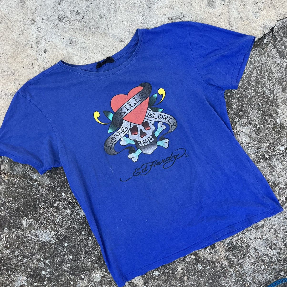 Christian Audigier × Ed Hardy Ed Hardy Christian Audigier Big Logo Blue T Shirt Size US M / EU 48-50 / 2 - 2 Thumbnail