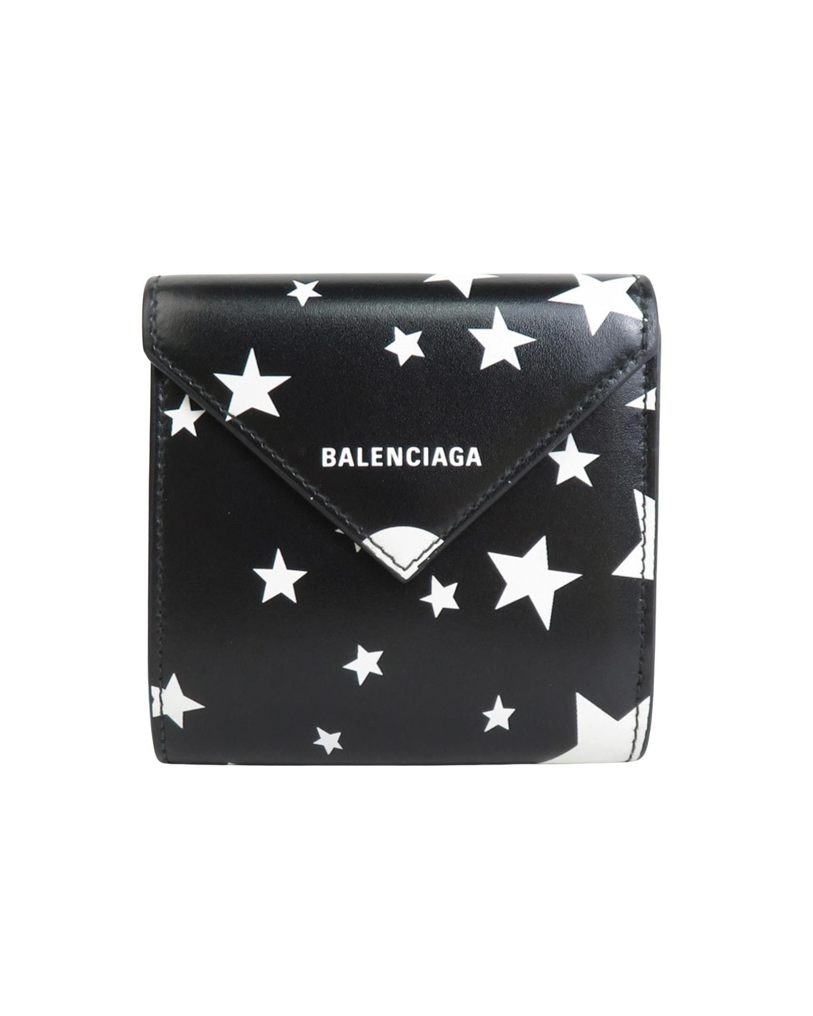image of Balenciaga Contemporary Leather Tri-Fold Wallet in Black, Women's