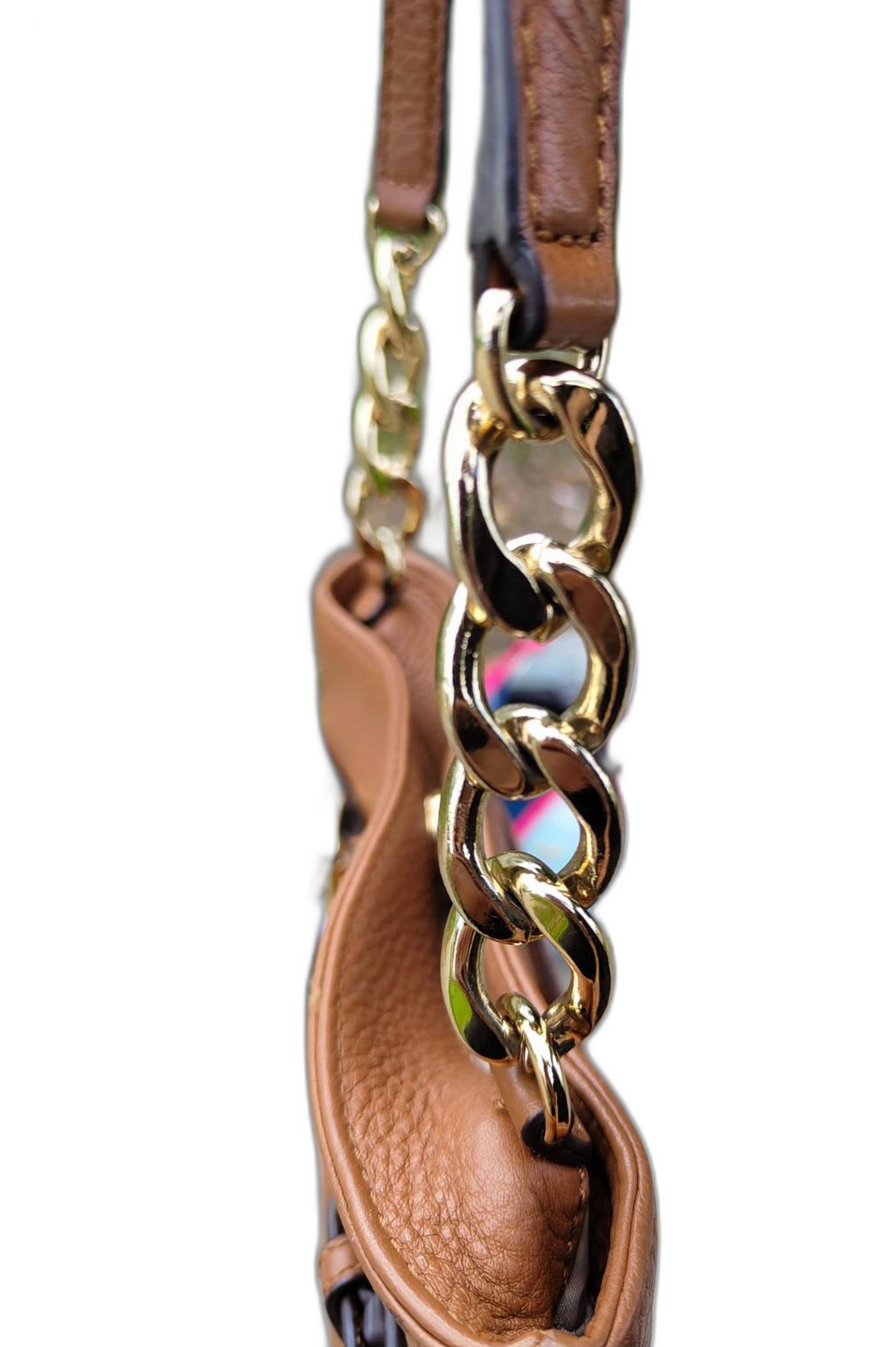 Michael Kors Michael Kors Hamilton Crossbody Bag Gold Chain Brown Leather Size ONE SIZE - 6 Thumbnail