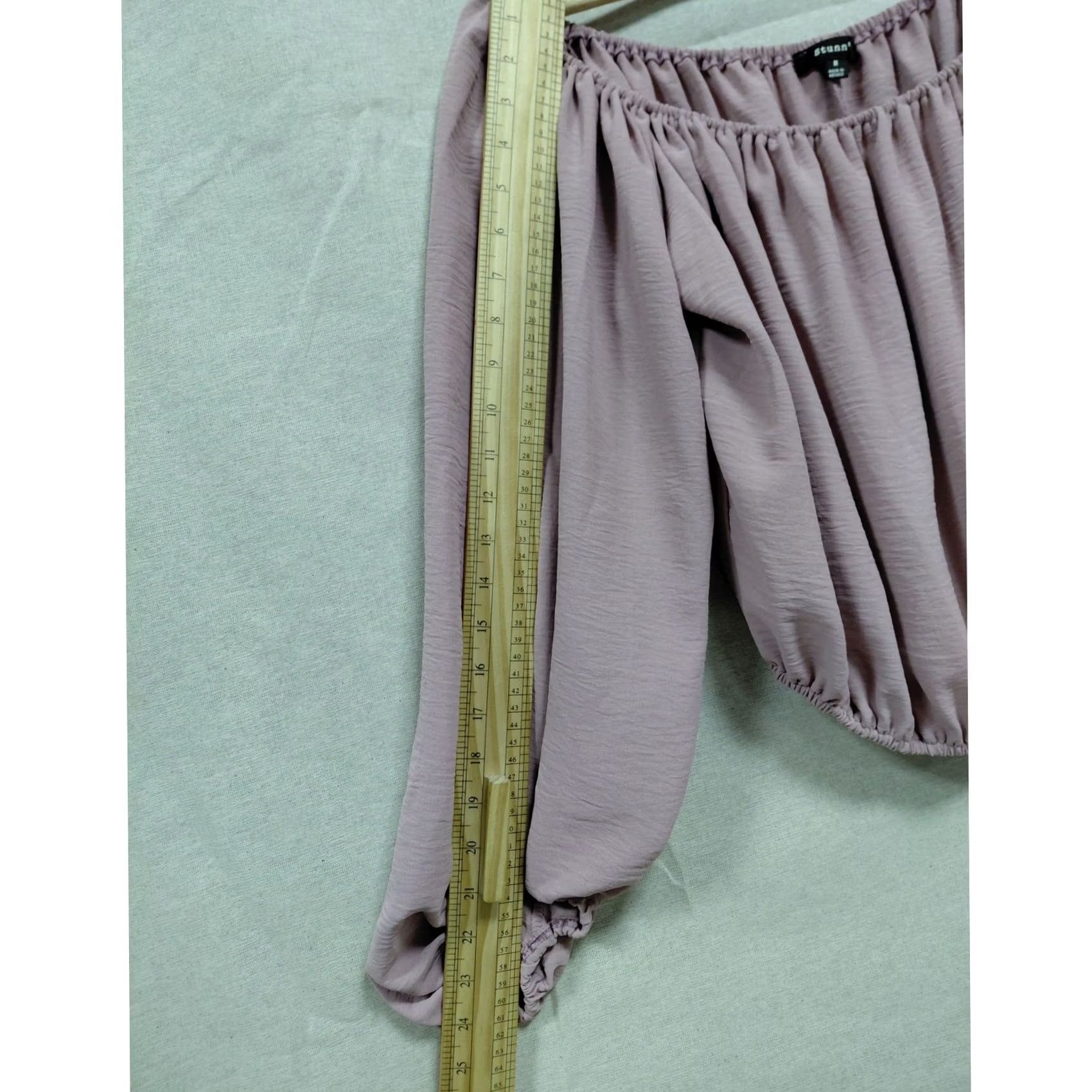 Vintage Stunn'd Blouse Mauve Solid Long Sleeve Women Size M Off-Shoulder Size M / US 6-8 / IT 42-44 - 8 Thumbnail
