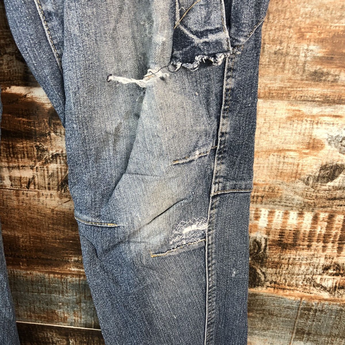 Japanese Brand Japanese Brand Blue Distressed Denim Pants #A2137 Size US 35 - 12 Thumbnail