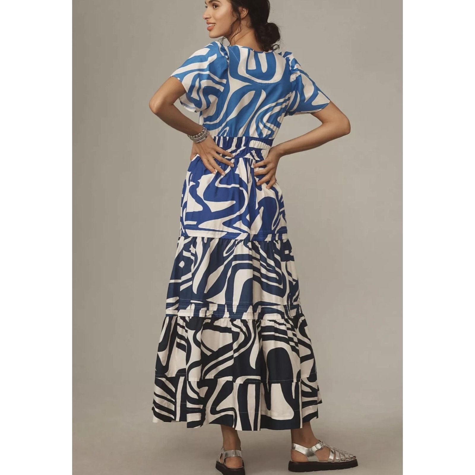 Anthropologie Anthropologie Slate Blue & White Somerset Maxi Dress XXS Size XXS / US 00 / IT 34 - 3 Thumbnail