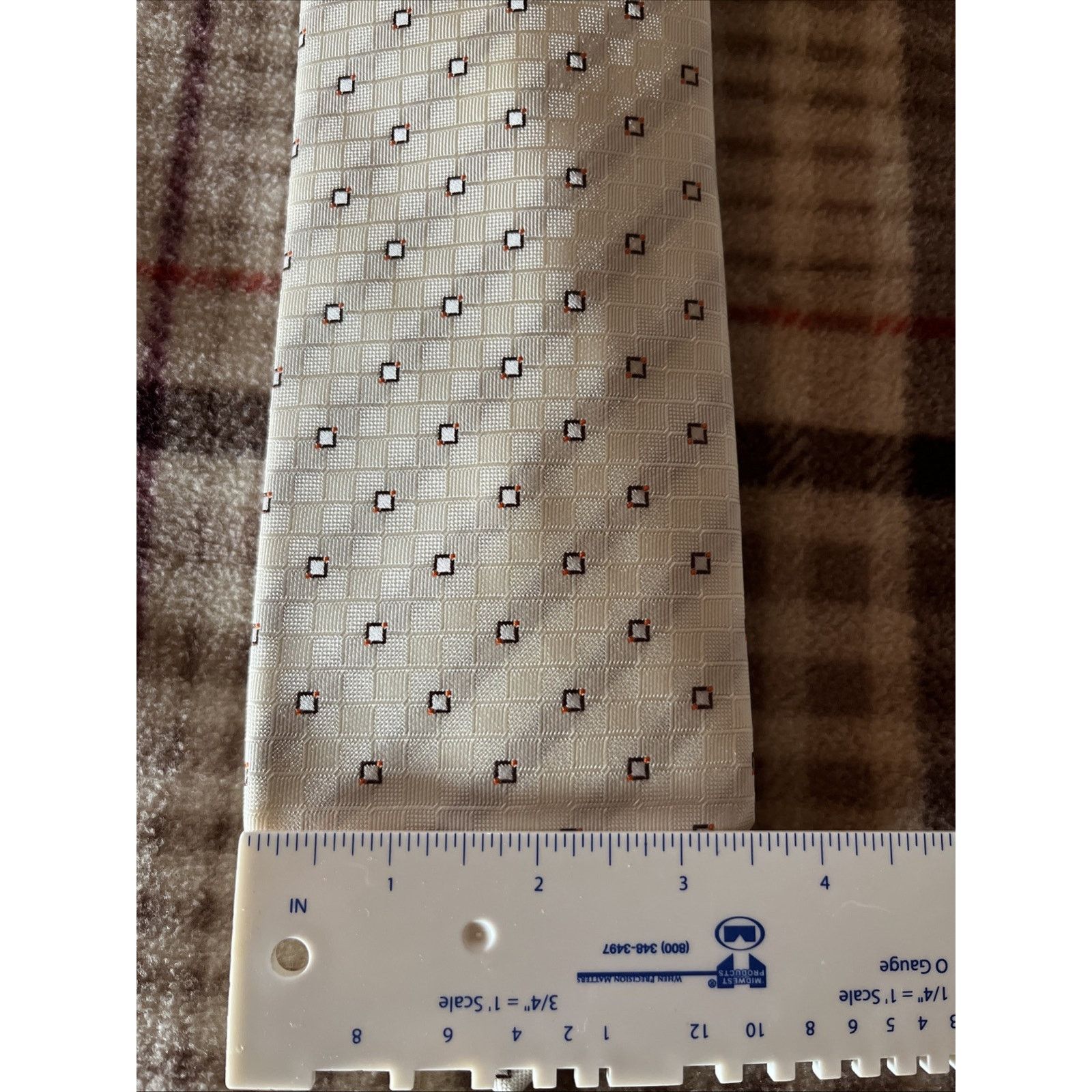 Other Lazzaretti Collection Tie Beige Geometric Silk Necktie Size ONE SIZE - 6 Thumbnail