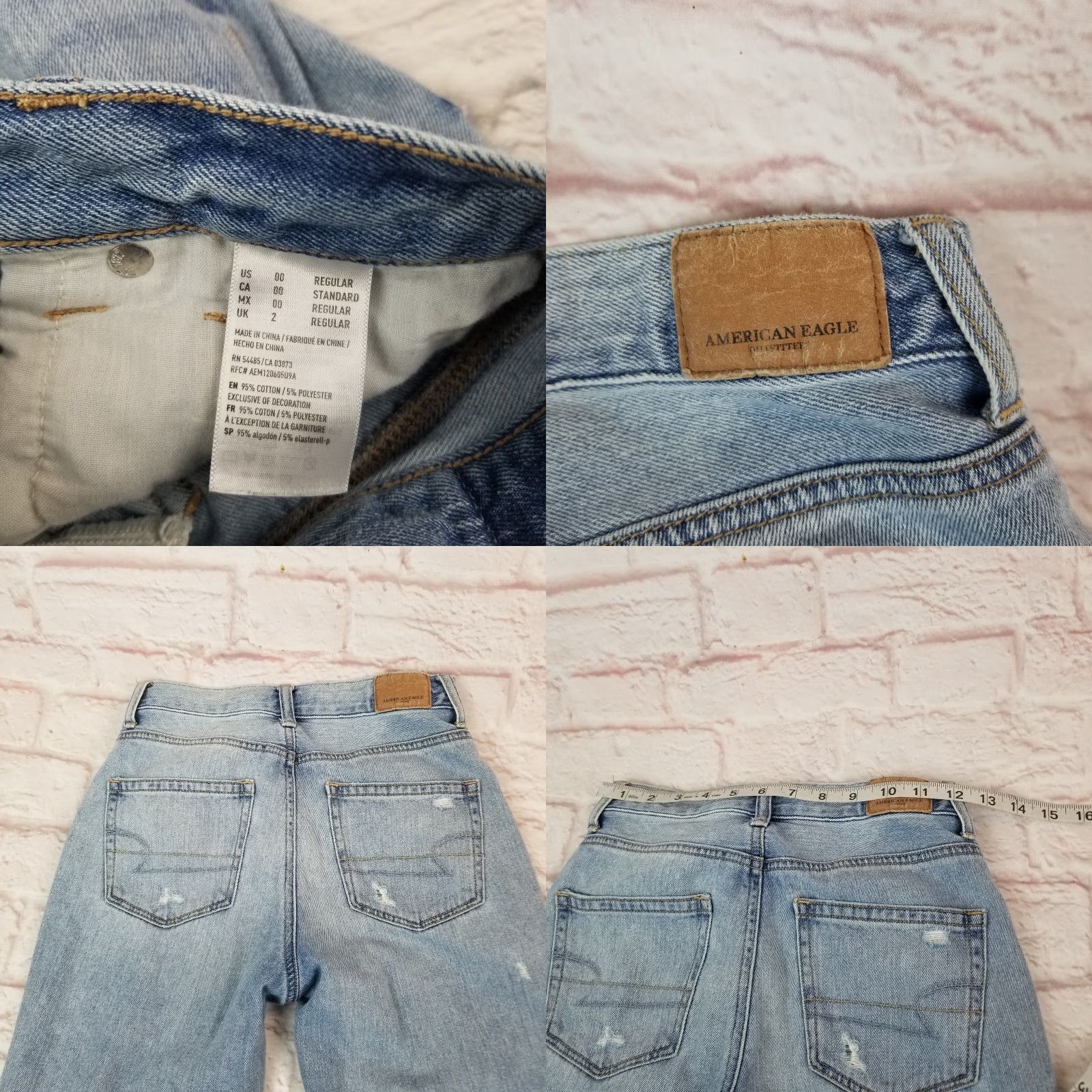 American Eagle Outfitters VINTAGE American Eagle Mom Jeans Junior Teens Jeans Mid Rise Distressed Size 00 Size 24" / US 00 / IT 34 - 8 Thumbnail