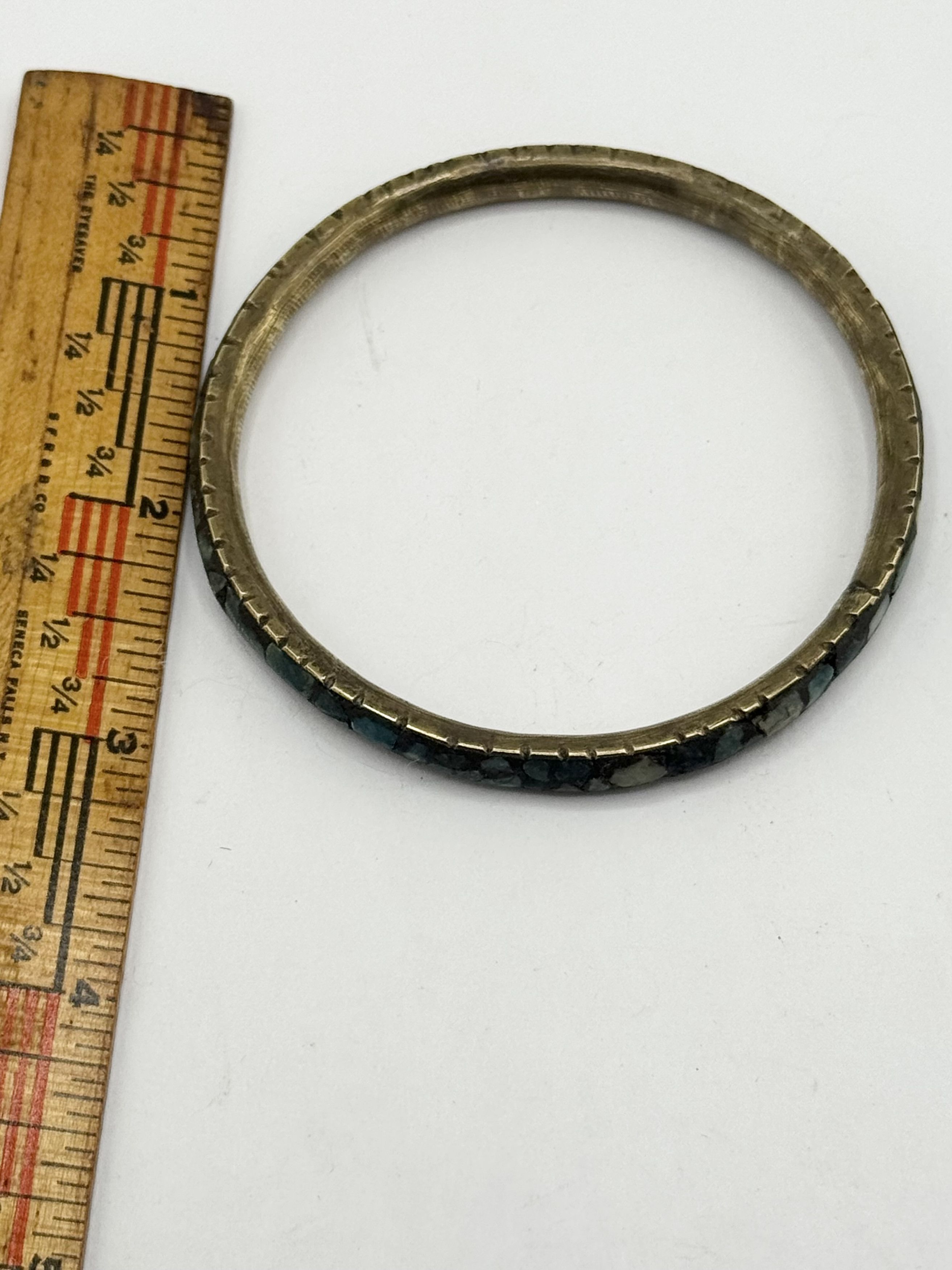 Vintage Vintage turquoise stone inlay bangle bracelet Size ONE SIZE - 3 Thumbnail