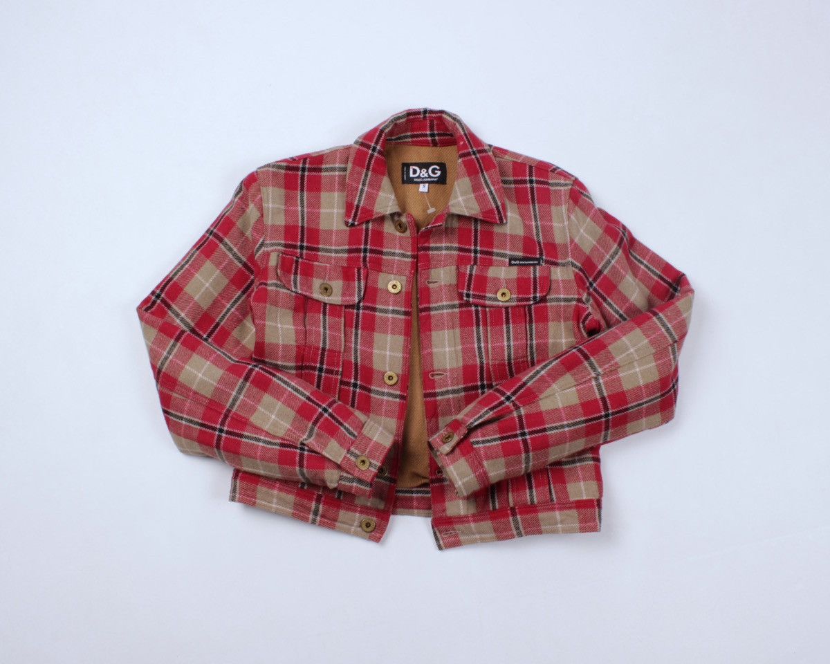 Designer × Dolce & Gabbana × Vintage DOLCE GABBANA Vintage Wool Plaid Check Cropped Button Jacket Size S / US 4 / IT 40 - 6 Thumbnail